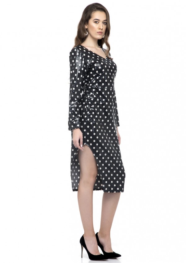 Solid Split Full Sleeve Pencil Dress