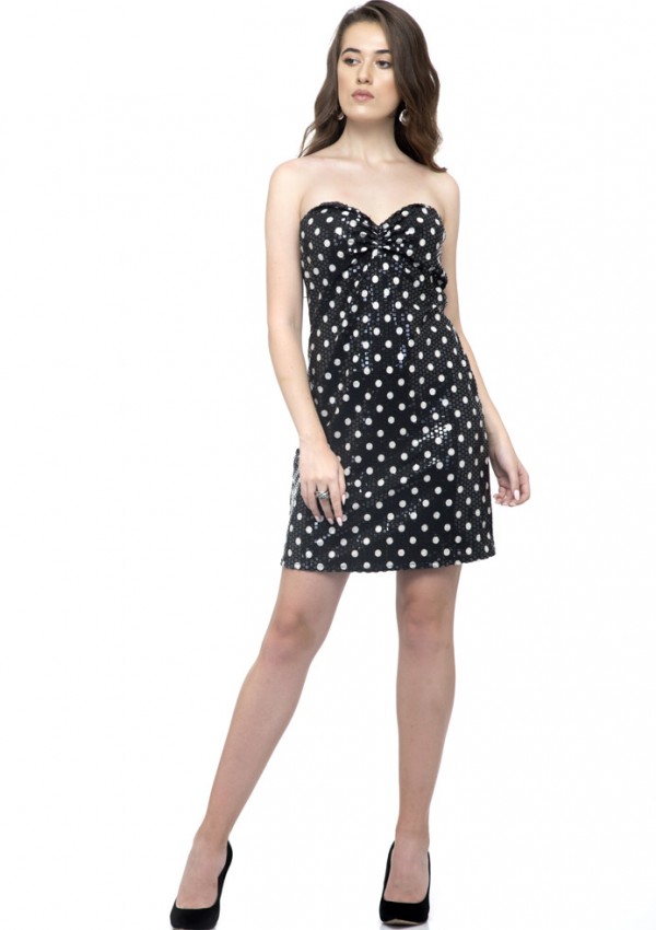 White Polka Dot Circle Bandeau Dress