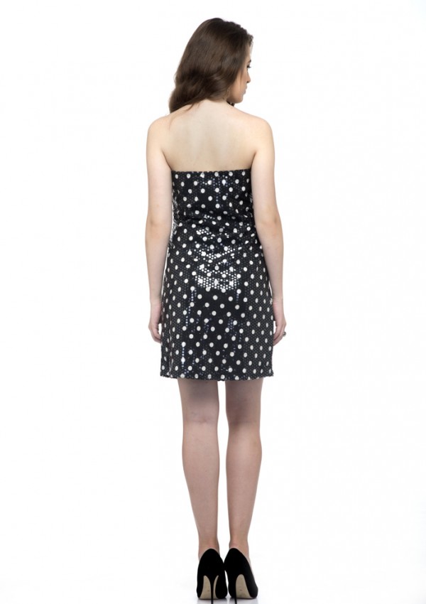 White Polka Dot Circle Bandeau Dress
