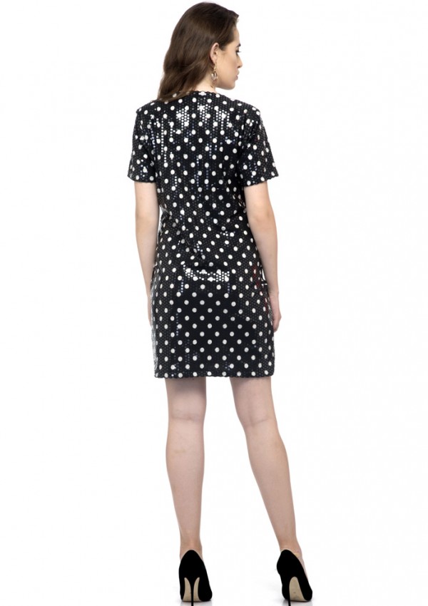 Metallic polka dot mini dress