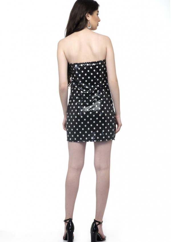 Strapless slit dress party wear