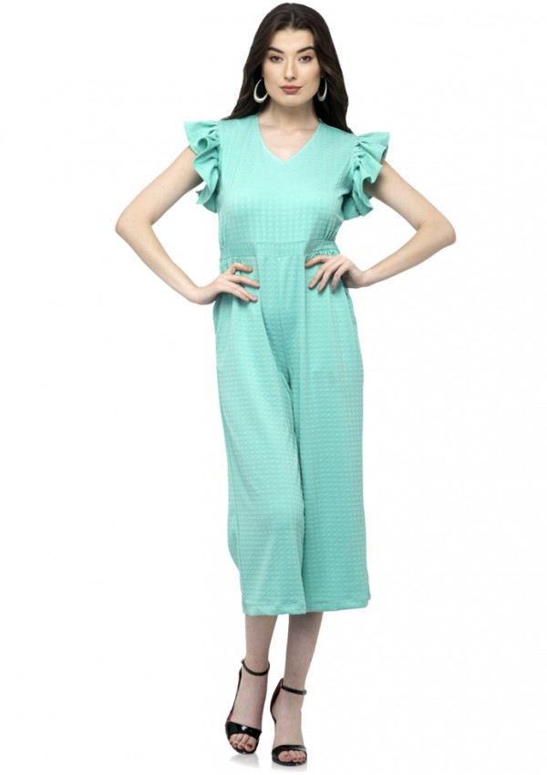 Half flare ruffle sleeve jumpsuit