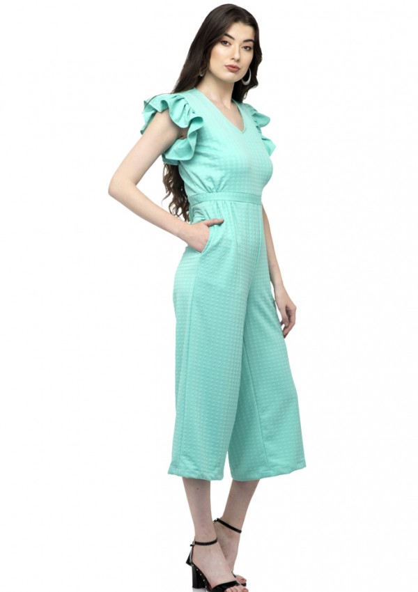 Half flare ruffle sleeve jumpsuit