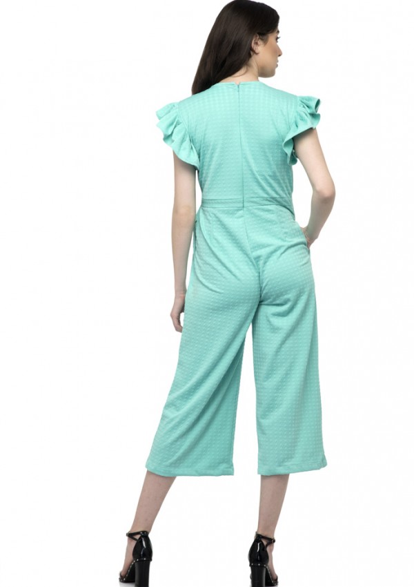 Half flare ruffle sleeve jumpsuit