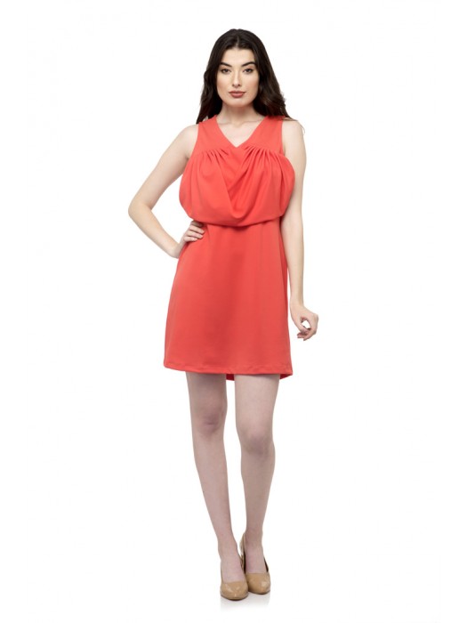V neck Cowl Skater dress