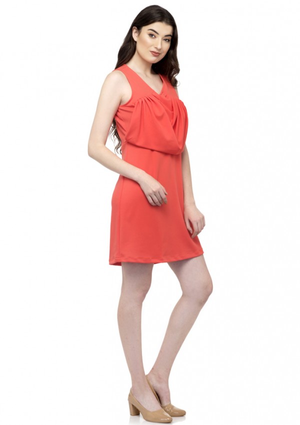 V neck Cowl Skater dress