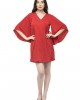 One side knot red kaftan sheer dress