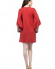 One side knot red kaftan sheer dress