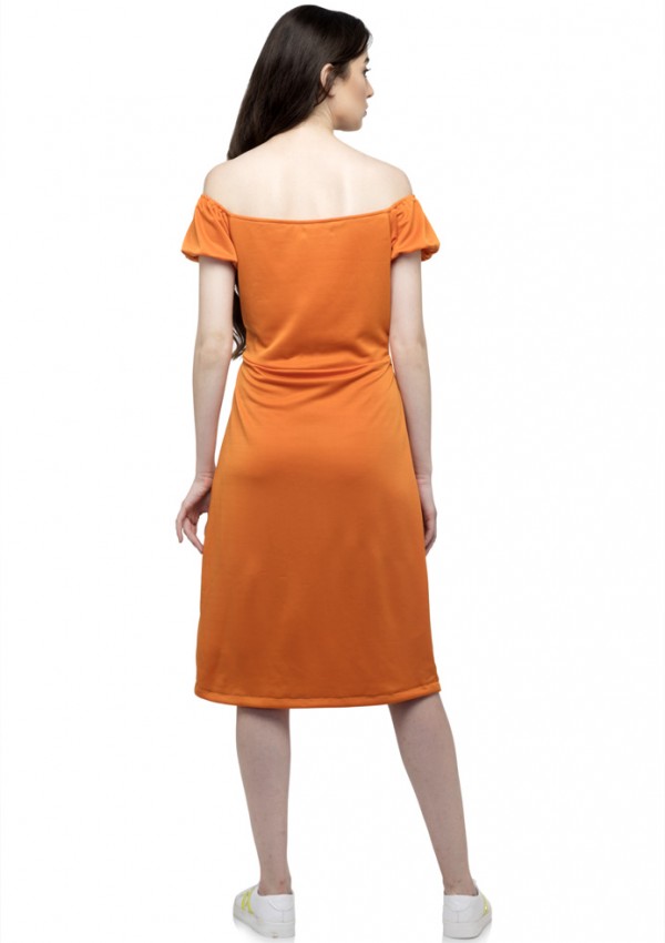 Tie knot front off shoulder dress