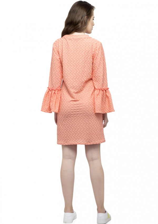 Tie neck full bell sleeve cami dress