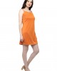 Orange plain striped cami spaghetti dress