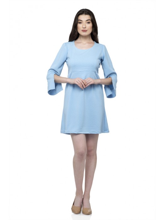 Light Blue Full Cut Bell Sleeve Dress