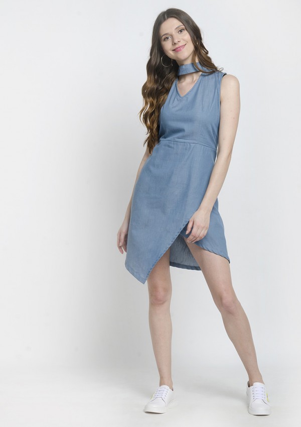 Sustainable Style Side Slit Choker Dress