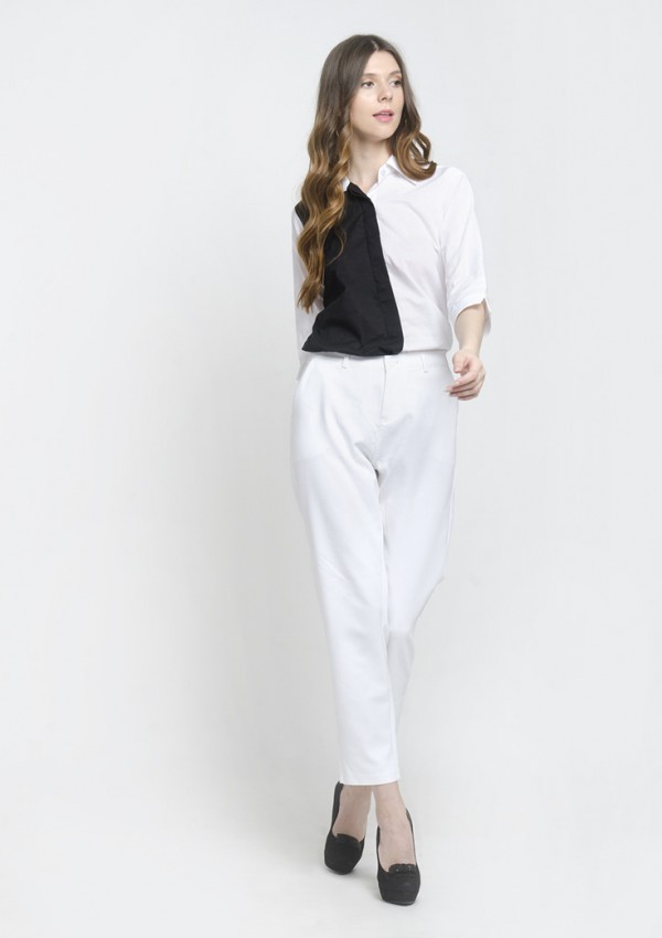 Black & White Colour Block Formal Shirt