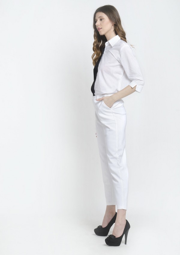 Black & White Colour Block Formal Shirt