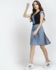Colorblock Short Sleeve Leg Split Mini Dress