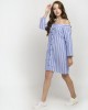 Striped Off the Shoulder Shirt Dress