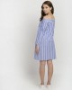 Striped Off the Shoulder Shirt Dress