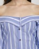 Striped Off the Shoulder Shirt Dress