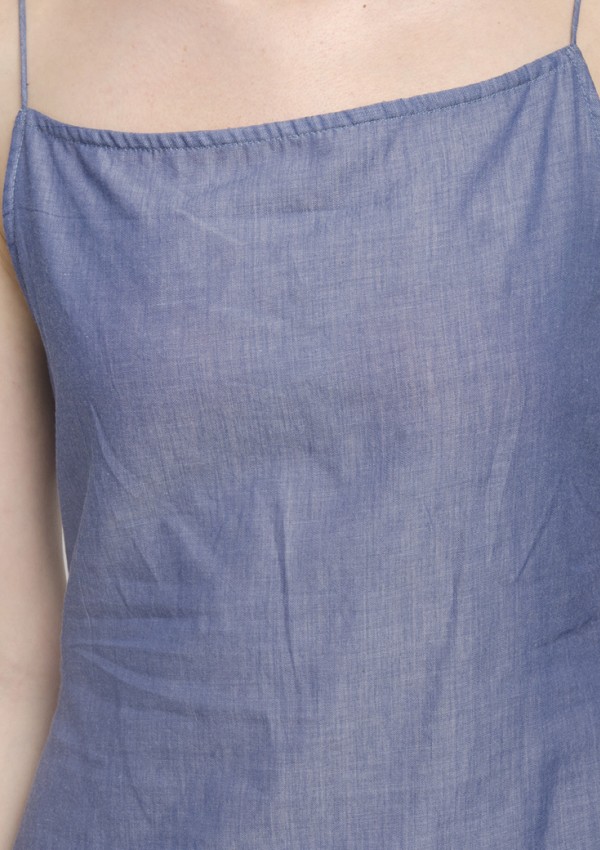 Denim Blue Criss Cross Tie Back Mini Dress