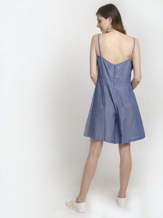 Thin Strap Sleeveless Large Hemline Mini Dress