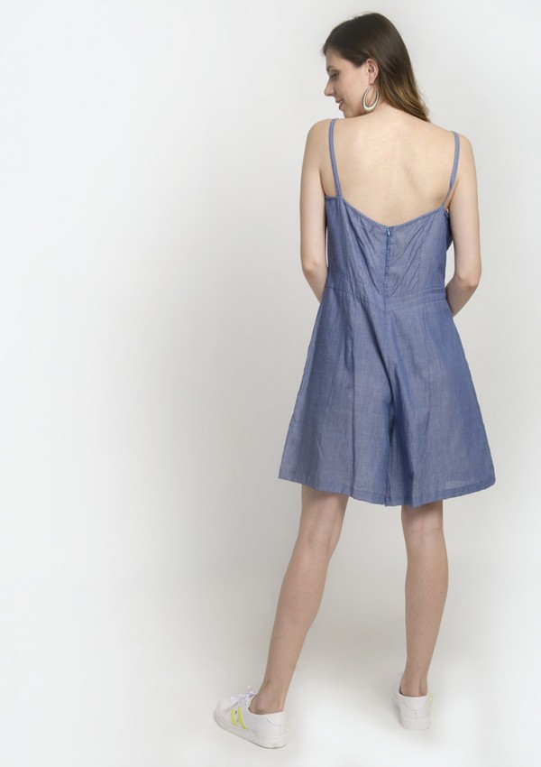 Thin Strap Sleeveless Large Hemline Mini Dress