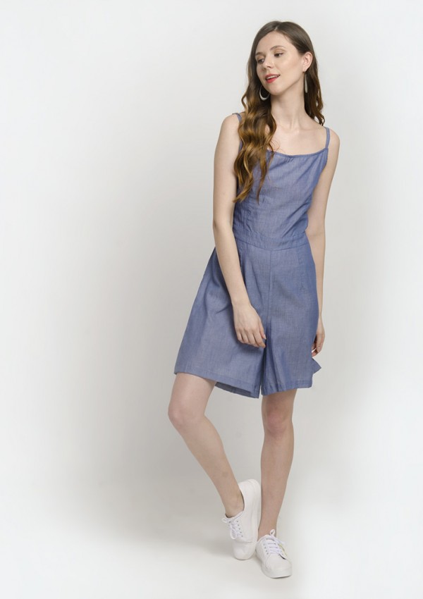 Thin Strap Sleeveless Large Hemline Mini Dress