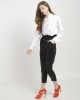 Womens Black Paper-Bag Pants