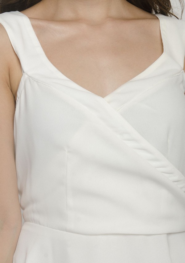White Sleeveless Flare Mini Dress