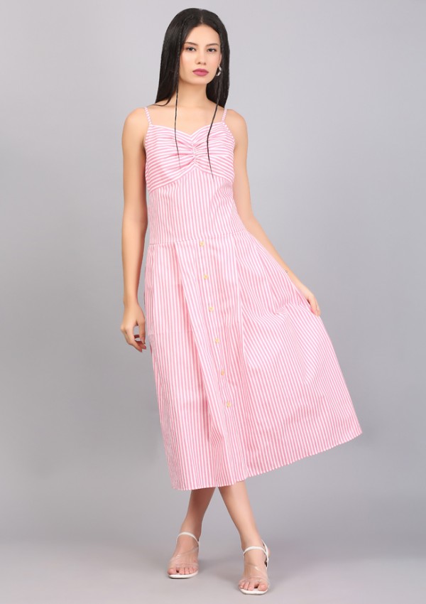 STRIPE SPAGHETTI  DRESS