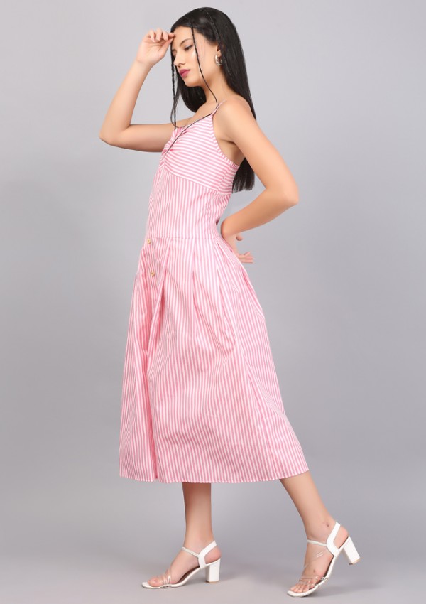 STRIPE SPAGHETTI  DRESS