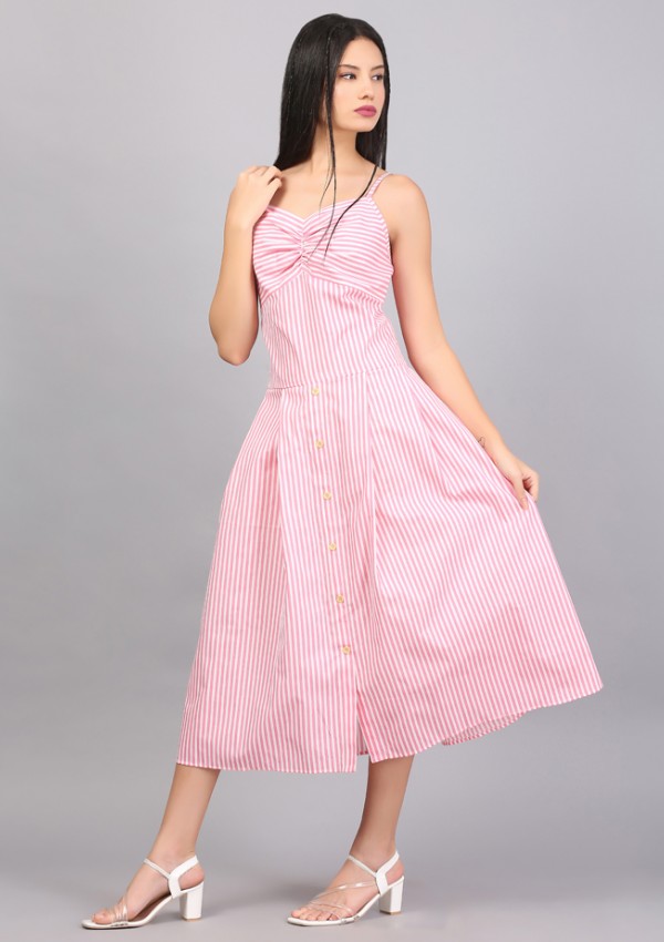 STRIPE SPAGHETTI  DRESS