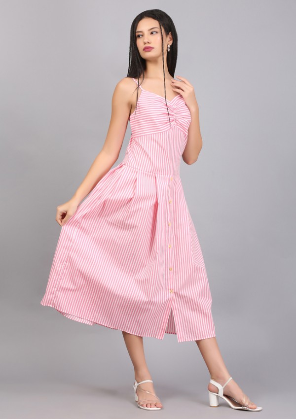 STRIPE SPAGHETTI  DRESS