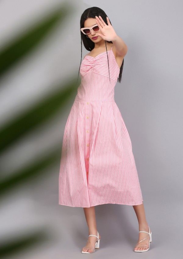STRIPE SPAGHETTI  DRESS