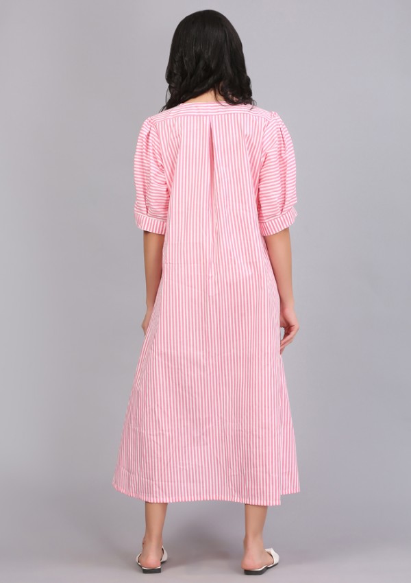 STRIPE BOXPLEAT SHIFT DRESS