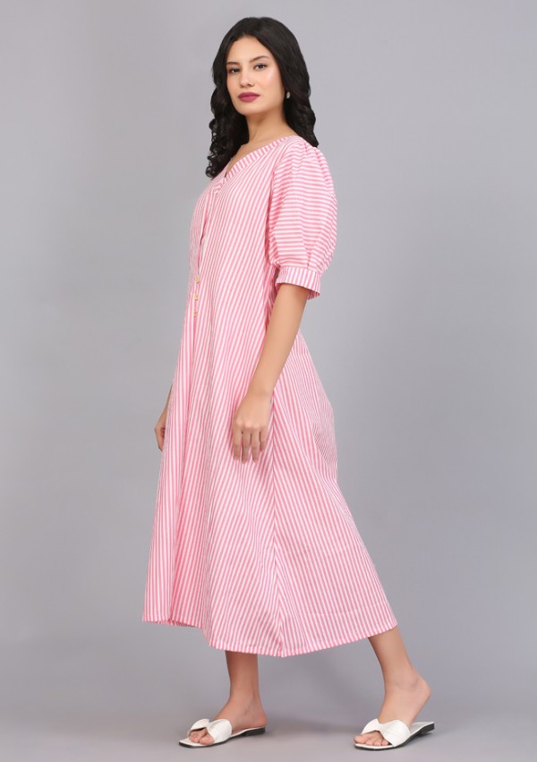 STRIPE BOXPLEAT SHIFT DRESS