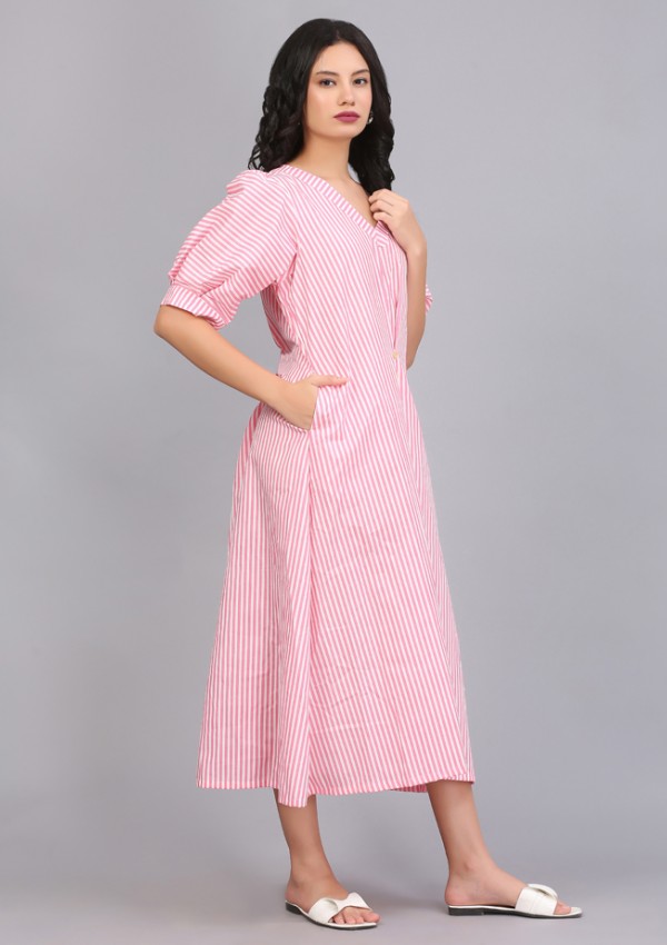 STRIPE BOXPLEAT SHIFT DRESS