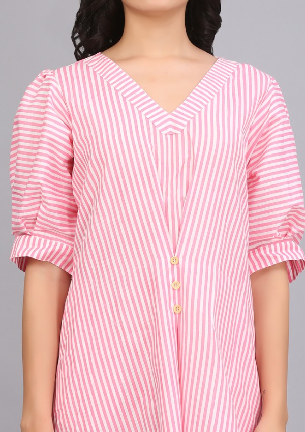 STRIPE BOXPLEAT SHIFT DRESS