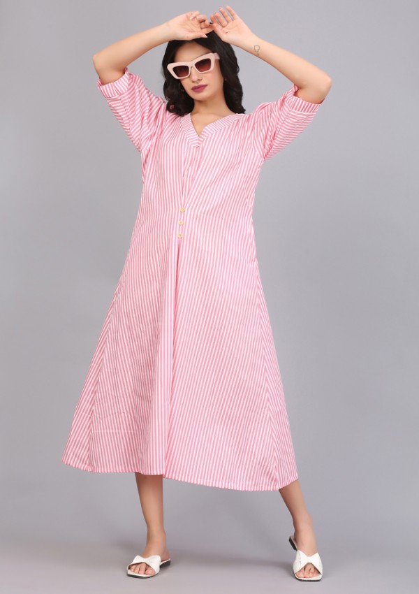 STRIPE BOXPLEAT SHIFT DRESS