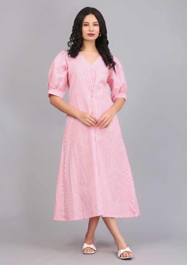 STRIPE BOXPLEAT SHIFT DRESS