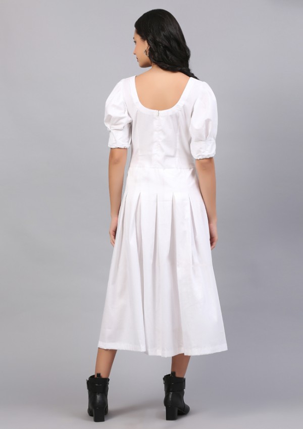 PRISTINE WHITE RUCHED DRESS
