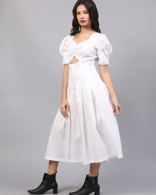 PRISTINE WHITE RUCHED DRESS