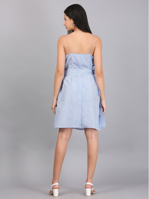 OVERLAP STRIPE SPAGHETTI DRESS