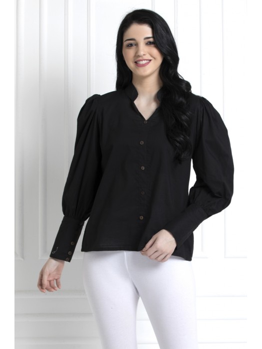 Stand Collar Button Down Shirt