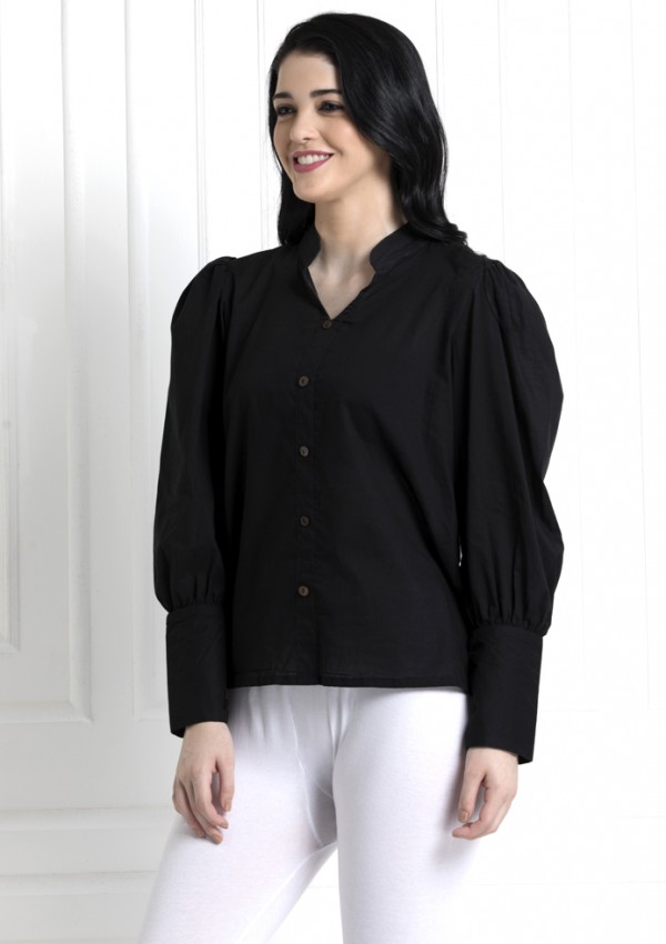 Stand Collar Button Down Shirt