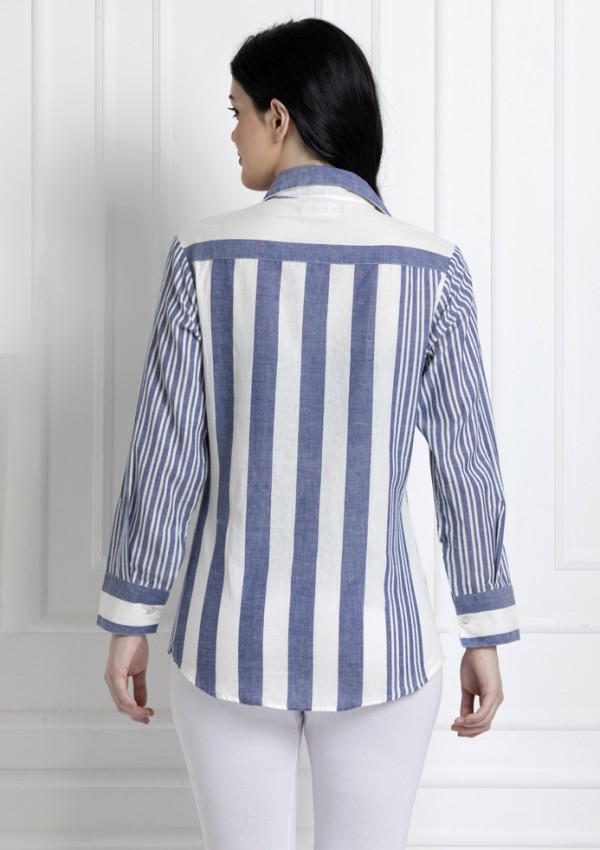 Striped Buttoned Down Shirt with a Waist Knot
