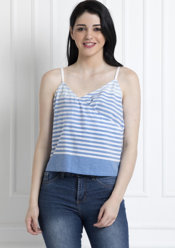 Spaghetti Style Striped Top in Organic Cotton