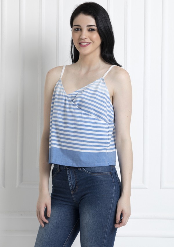 Spaghetti Style Striped Top in Organic Cotton