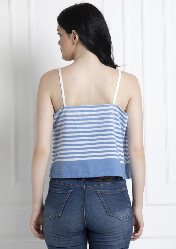 Spaghetti Style Striped Top in Organic Cotton