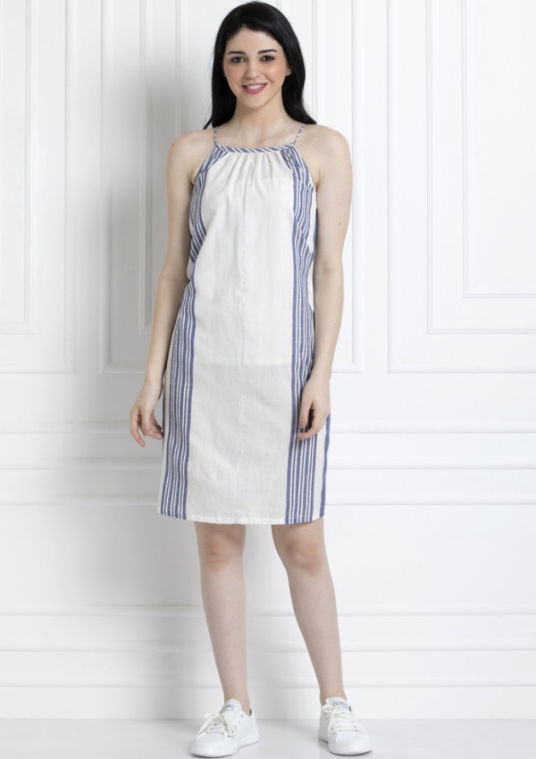 Spaghetti Strap Knee length Dress in Soft Cotton Fabric
